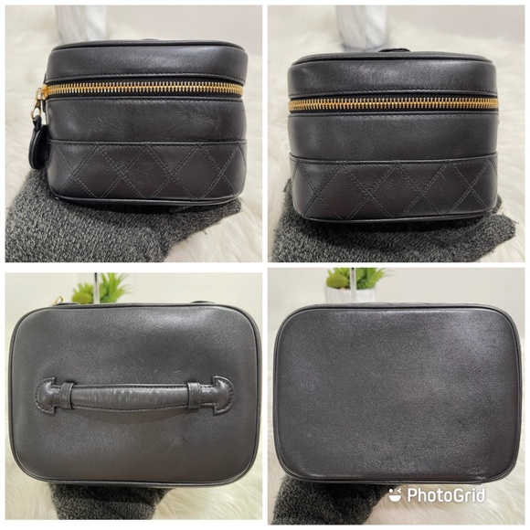 Lambskin Vanity Cosmetic Case Black #1 - Picture 5 of 16